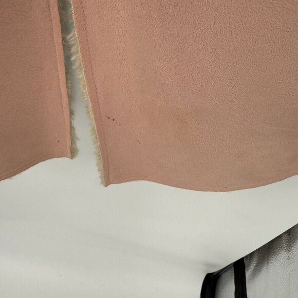 Zara Tan Faux Suede Teddy Sherpa Jacket Coat Oversized Size Large Pink - Picture 7 of 11